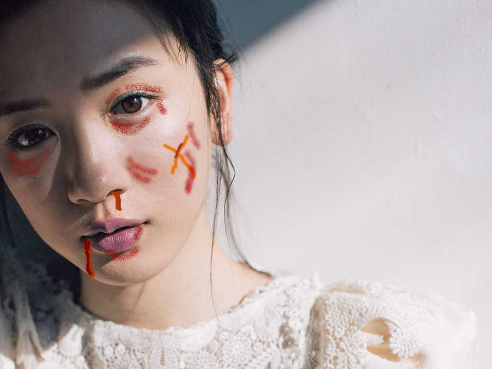 打ち据えられ顔"